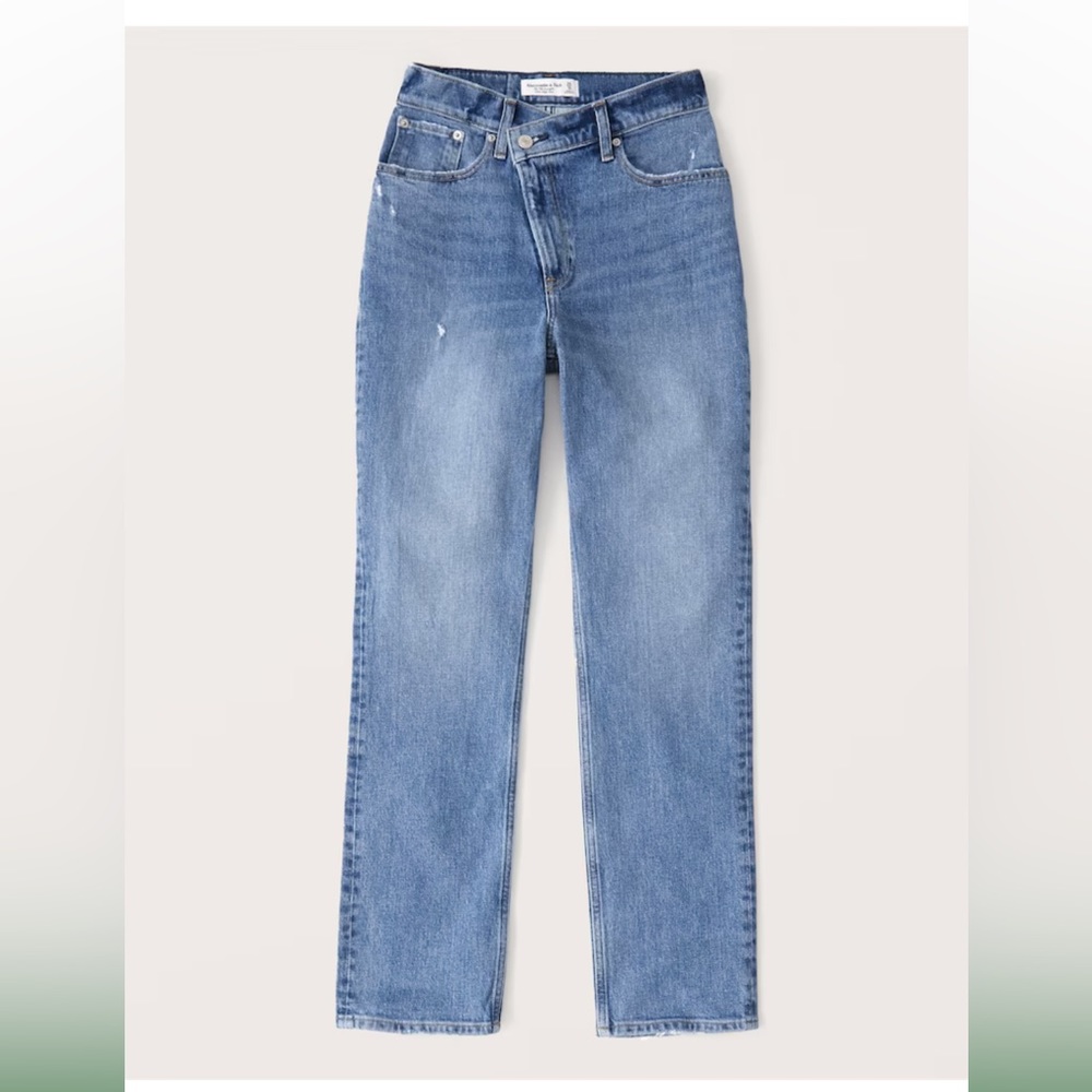 ABERCROMBIE The 90s Straight Ultra High Rise Jeans Criss Cross Waist Sz 2 short